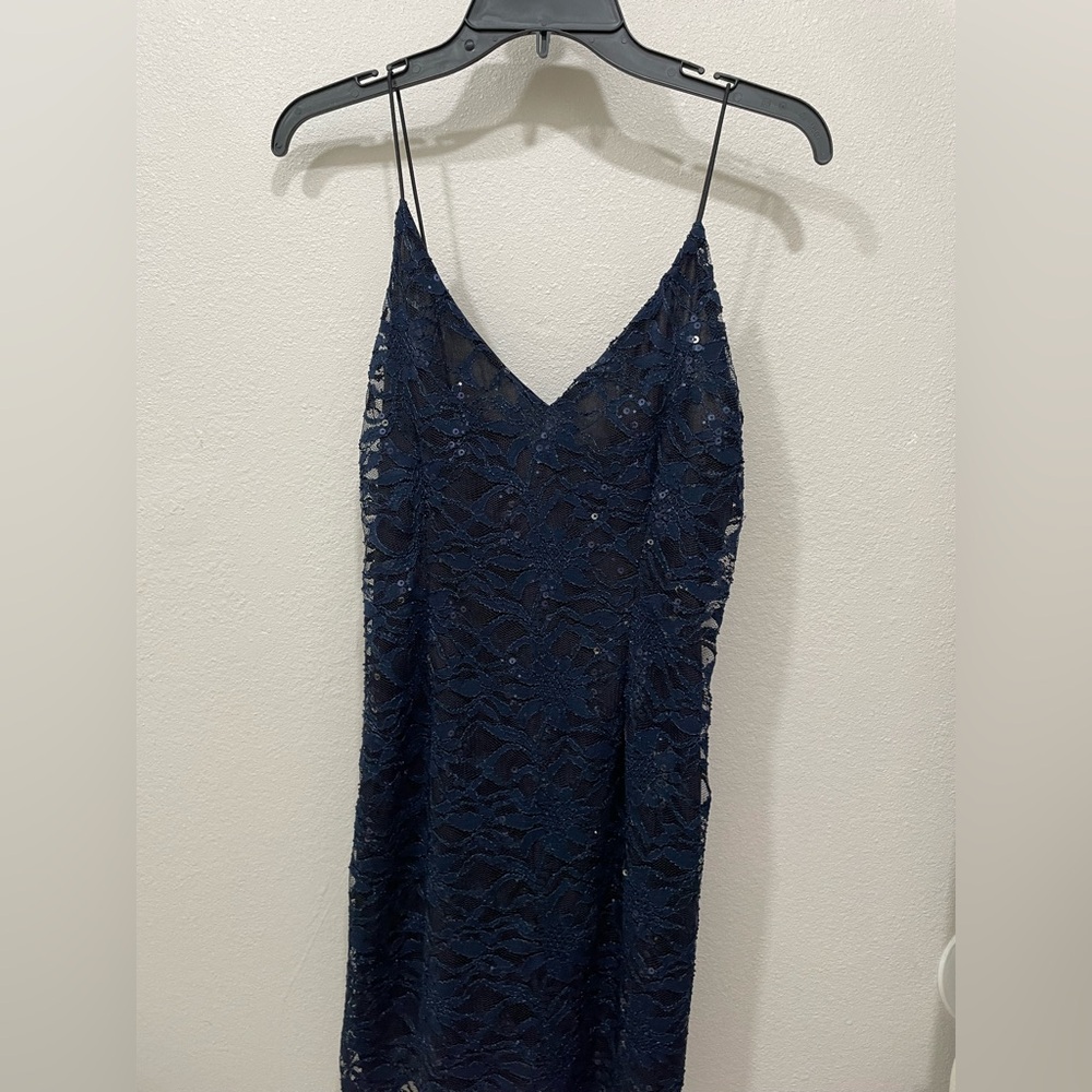 NWT Bloomingdale’s Aqua navy sequin cocktail dress